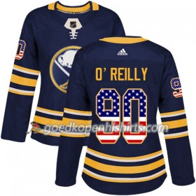 Buffalo Sabres Ryan OReilly 90 Adidas 2017-2018 Navy Blauw USA Flag Fashion Authentic Shirt - Dames